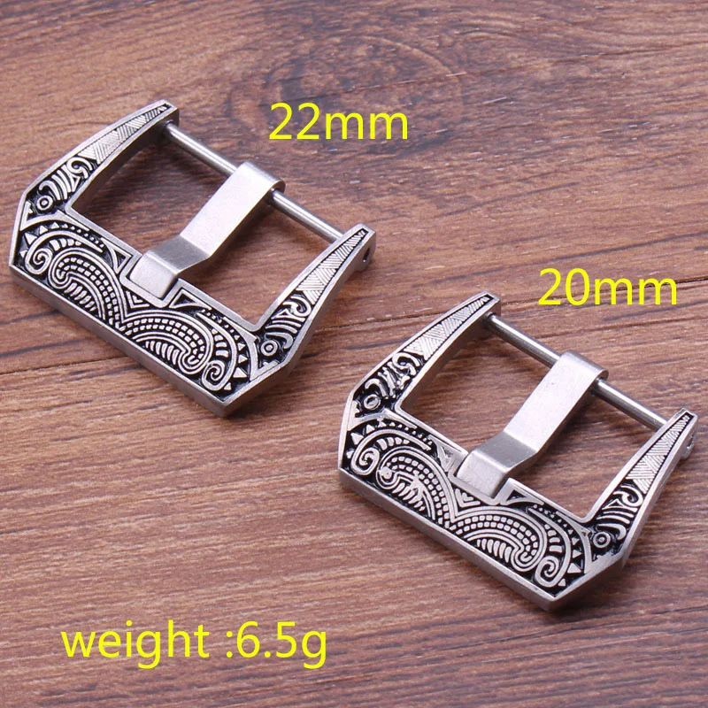 Retro Stainless Steel Watch Buckle 20mm 22mm 24mm Black Metal Brushed Watch Band Strap Clasp Accessories