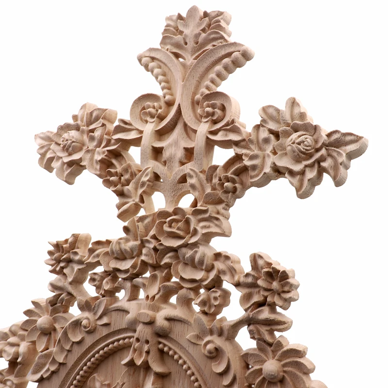 RUNBAZEF Vintage Home Decor Floral Carved Wood Corner Applique Wall Door Cabinet Furniture Decorative Figurines for Miniature