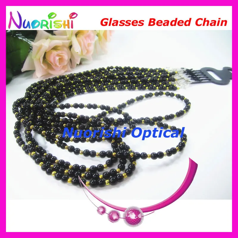 

6pcs Nice Black Beaded Steel Wire Rope Eyeglass Sunglasses Eyewear Spectacle Chain Cords Lanyard free shipping L847