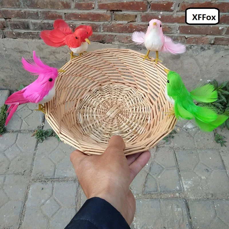 4 pieces a lot cute simulation bird models foam&furs lifelike mini bird dolls gift about 12cm xf0618