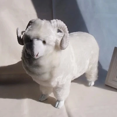 simulation cute standing white sheep 34x27x17cm model polyethylene&furs sheep model home decoration props ,model gift d0679