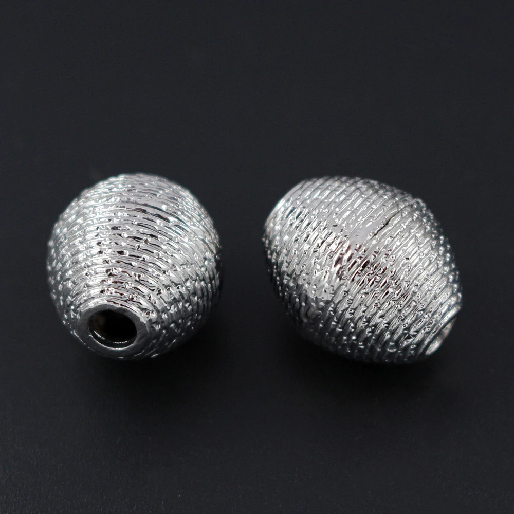 Spacer Beads Metal Charms Oval Drum Bracelet Bead Large Hole 4mm DIY for Chile Indian Women Men Earrings Necklace Jewelry Making