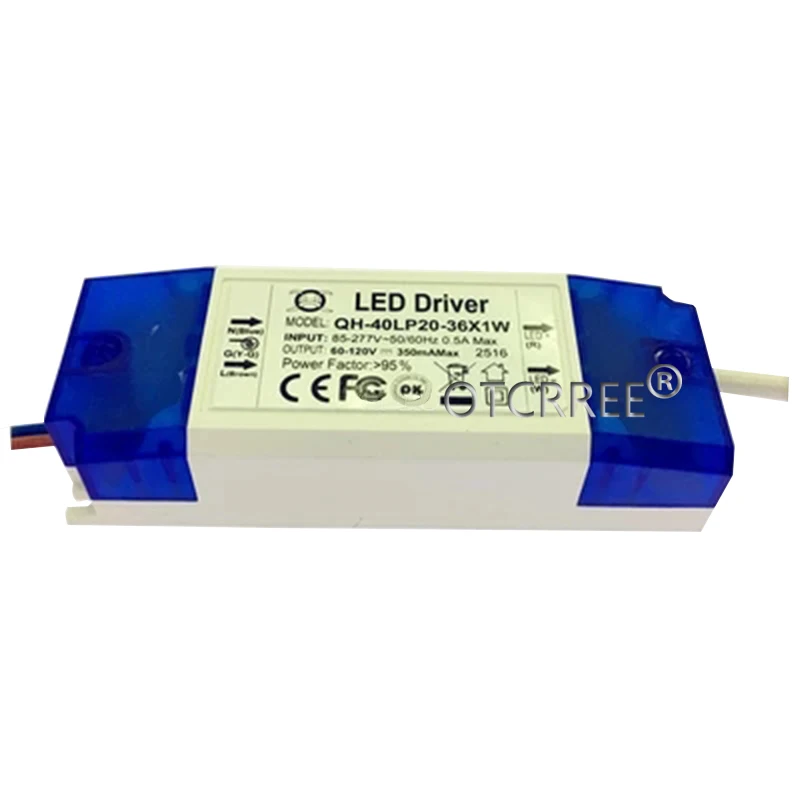 1pcs AC 85-277V 20W 30W 36W LED Driver 20-36x1W 350mA DC60-120V High Power LED Powr Supply For Floodlight