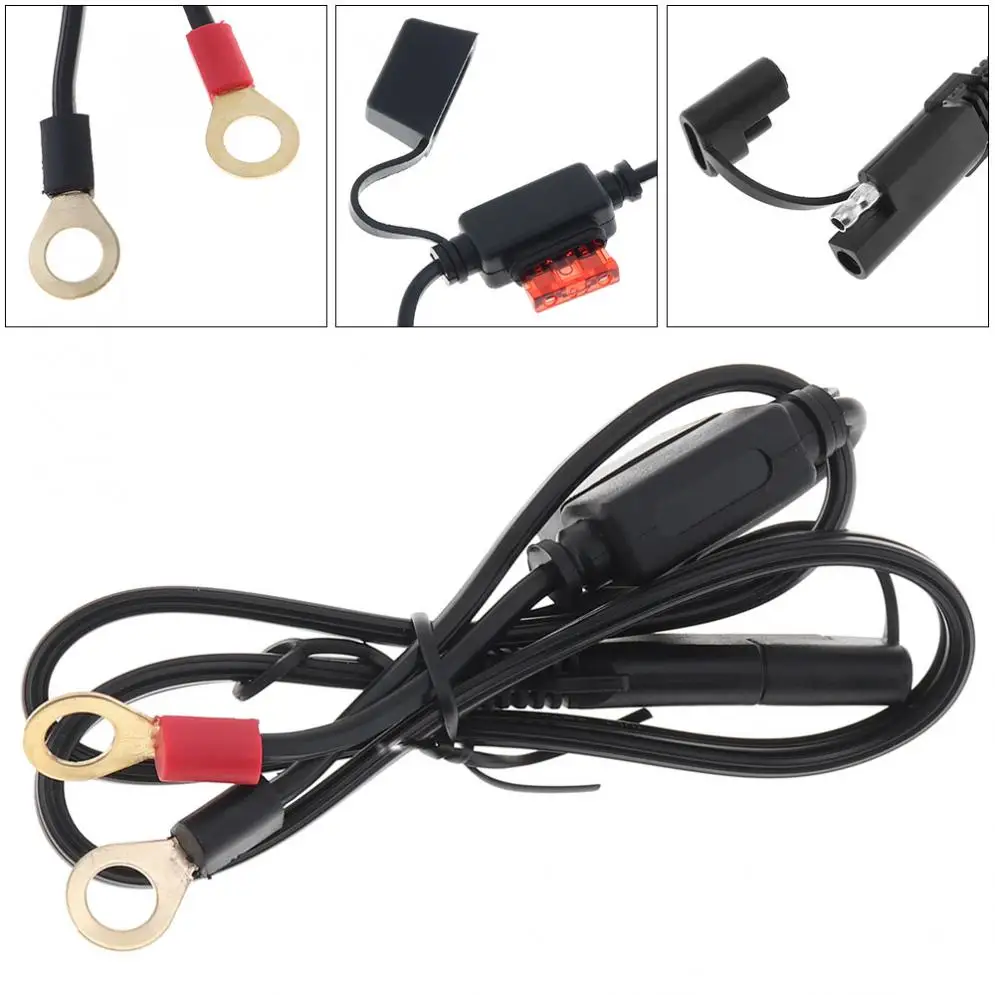 

12V - 24V 10A ABS + Metal SAE Universal Motorbike Connection Line with Fuse Waterproof and Round Terminal