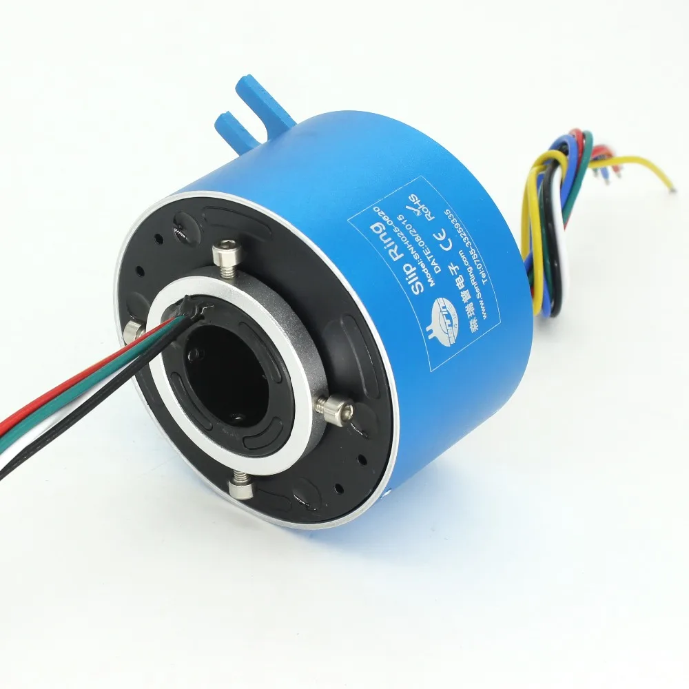 Electroica rotate 6 circuits 20A conductive slip ring 25.4mm bore size for through hole slip ring