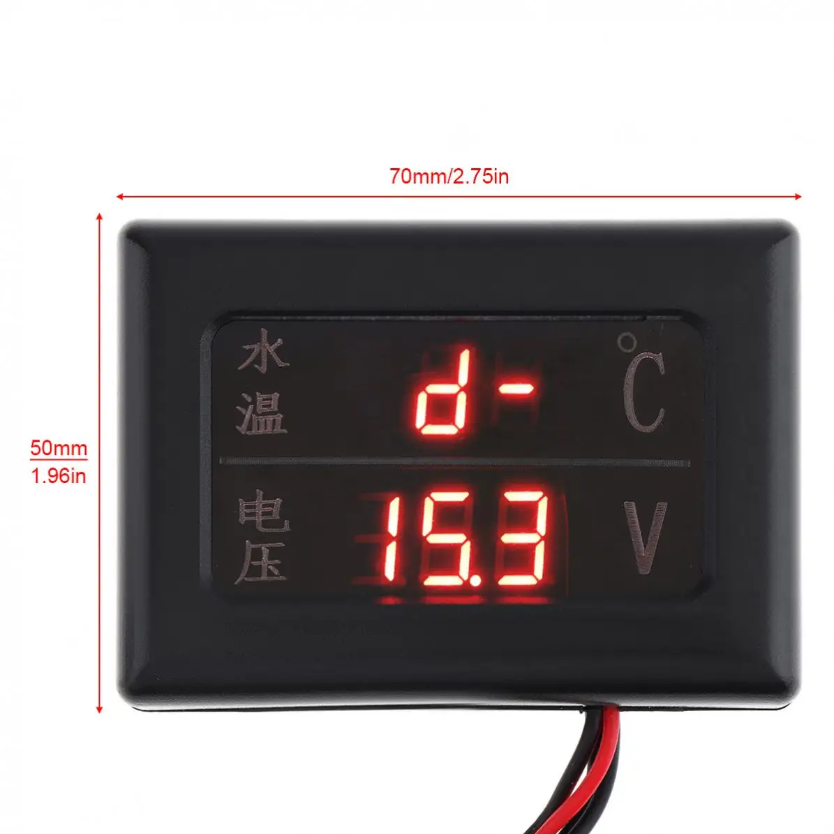 Universal 12V  2 In 1 Car Digital Anti-shake Water Temperature Gauge + Volt Gauge with Sensor for Car / Truck
