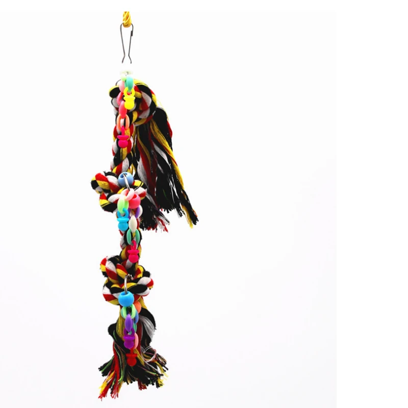 1 Pcs Parrot Bird toy Colorful Cotton Rope Chew toys Swing Cotton Climbing Rope Knots Hanging Chewing Decor Bird Cage Accesories