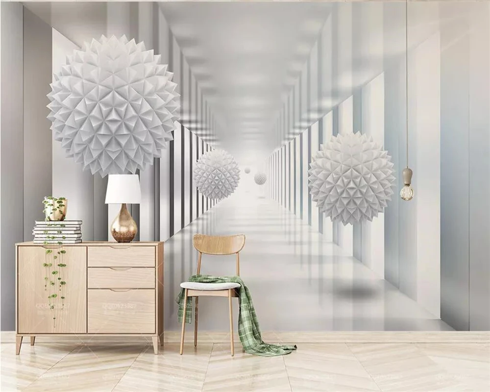 Wallpaper abstract architectural polygon ball 3d stereo space TV background wall paper home decoration 3d wallpaper