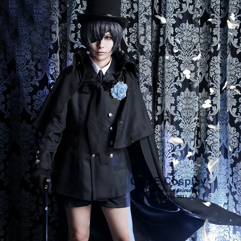 

Anime Ciel Phantomhive Funeral Cosplay Cotumes Halloween Men Fancy Party Complete Outfit Suit set