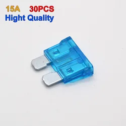 30Pcs Standard Car Automotive 15Amp Fuse Blade Motorcycle Truck Suv Car Replacement Fuse