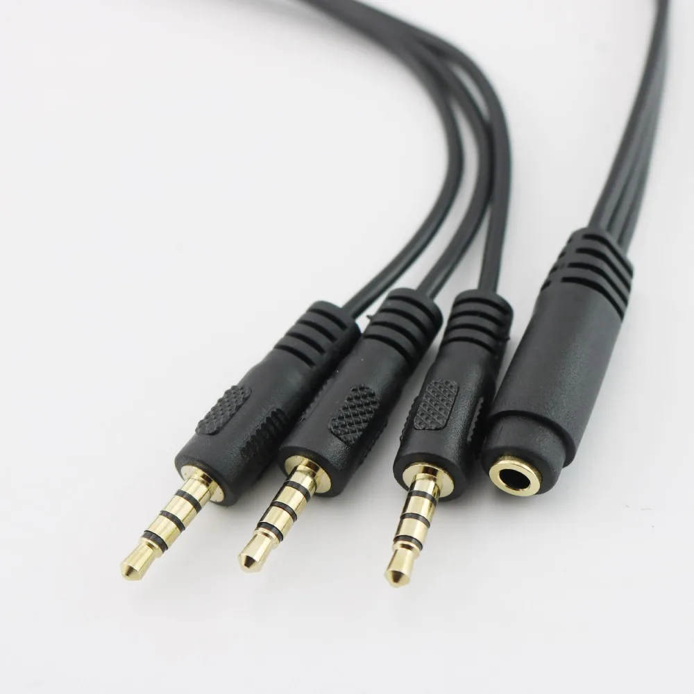 1pc Gold Plated 3.5mm TRRS Stereo Female 4 Pole Jack to 3x 1/8\