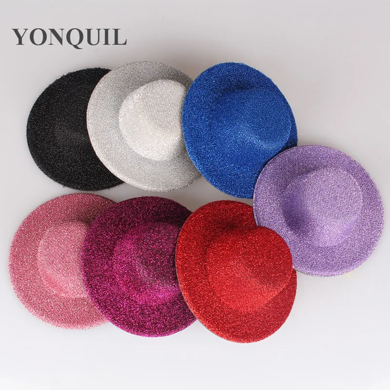 

4"(10Cm) 8 Colors Girls Mini Top Fascinator Hats Blingbling Children Show Base Hats Craft Hair Accessories 24 Pieces/Lot SYB17