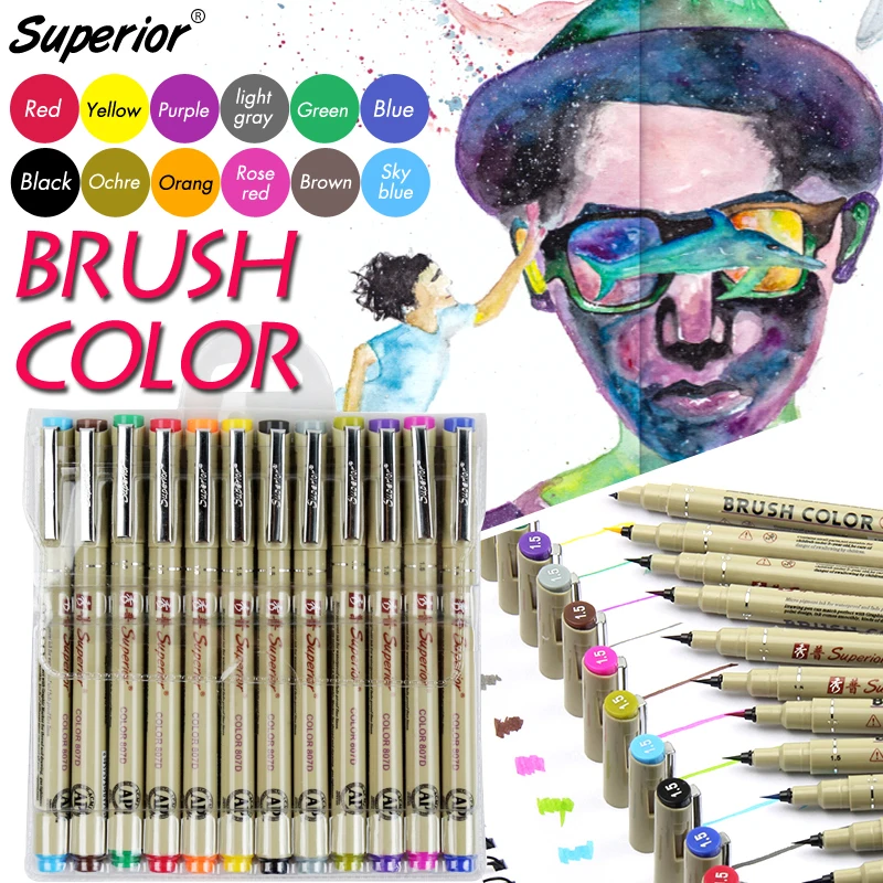 

12 Colors Soft Brush Pen Drawing Brush Set Artist Soluble Sketch Pen Watercolor Marker for Paints Design Markers Art Supplies