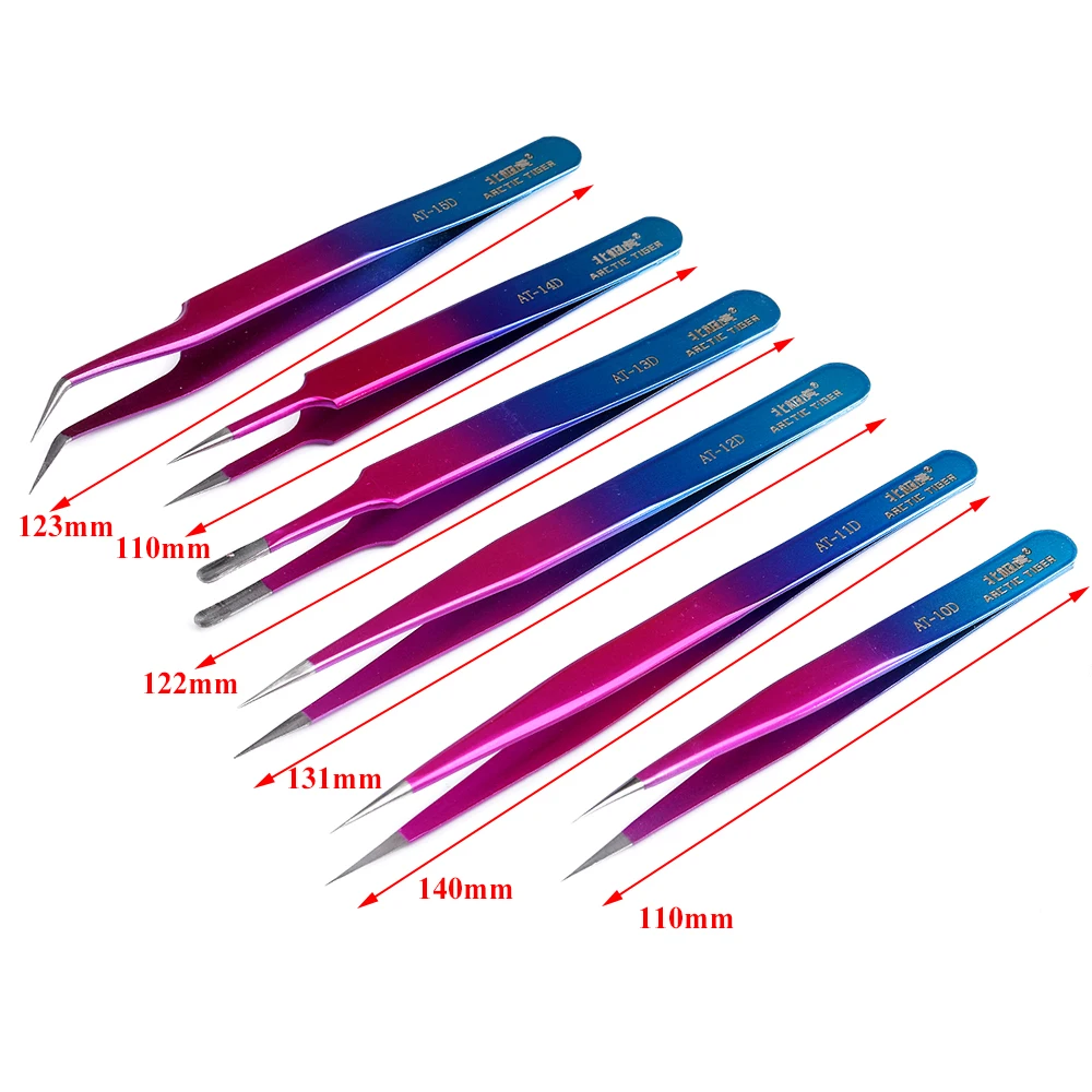 Stainless Steel Precision Tweezers Straight Curved Tip Industrial Tweezers Forceps Pincet Electronic Repair Tools