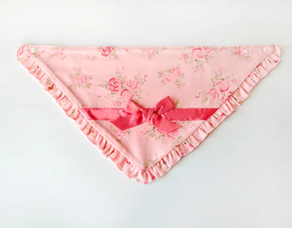Schattige Katoenen Spuugdoek Driehoek Ronde Kanten Strik Prinses Superzachte Babyvoeding Kraag Slabbetjes