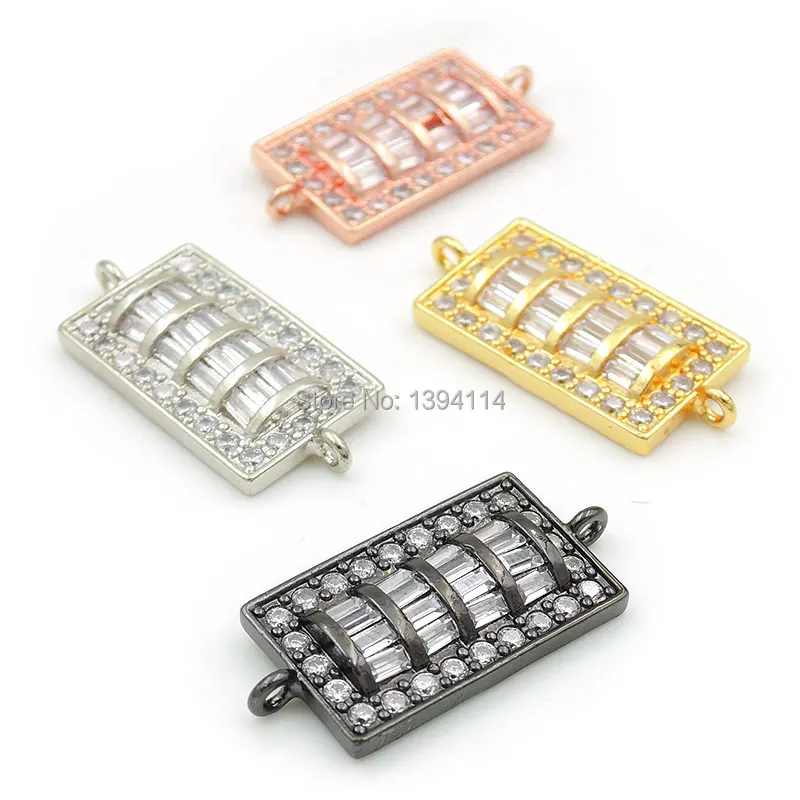 

27*13*3mm Micro Pave Clear CZ Rectangle Connector With Arch Face Fit For Women As DIY Bracelets Accessory