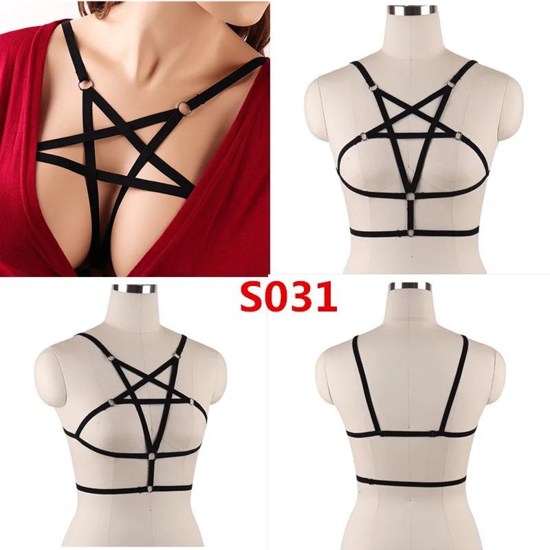 Body Harness Lingerie Belt Crop Tops Cage Harness Bra Black Sexy Elastic Adjust Strappy Bra Dance Rave Wear for Women