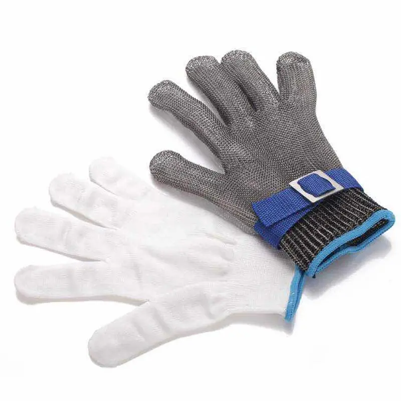 Guantes anticortes de seguridad a prueba de cortes, resistentes a puñaladas, alambre de acero inoxidable, malla metálica, protección de carnicero, guantes resistentes a cortes de carne ANSIA5