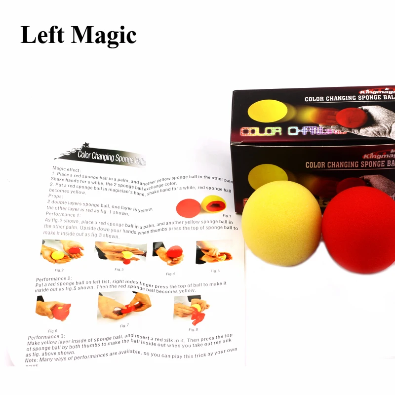 2 Pcs/ Set Color Change Sponge Ball Magic Tricks Fun Super Soft Sponges Changing Ball Square Close Up Stage Magic Props