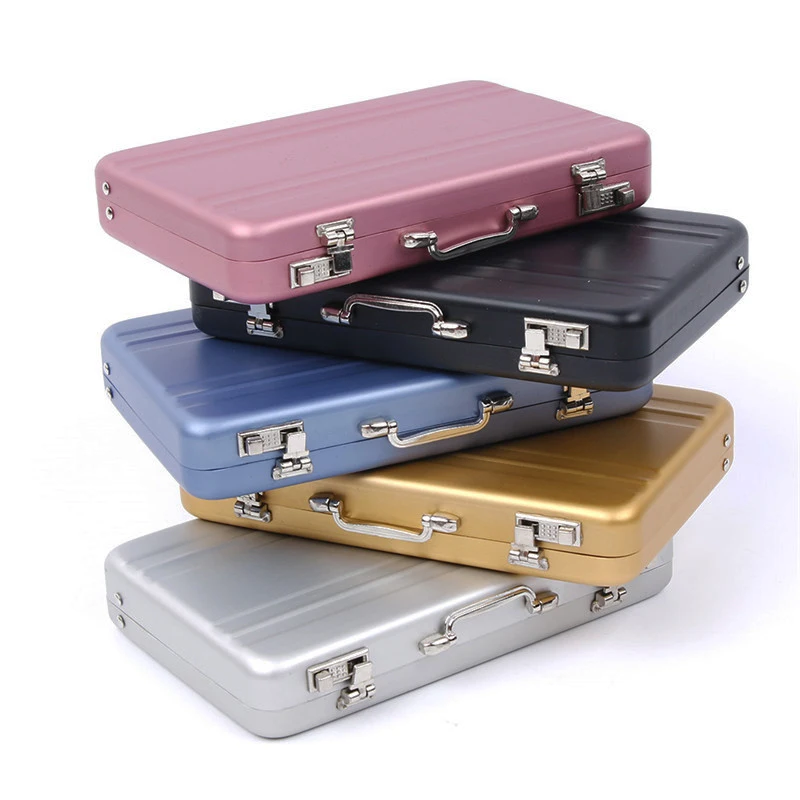 New Aluminum Storage Box Business ID Credit Card Holder Mini Suitcase Bank Card Box Holder Jewelry Case Organizer