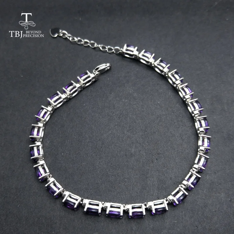 TBJ ,Romantic Shiny Bracelet with natural amethyst in 925 sterling silver gemstone jewelry for women as a birthday wedding gift