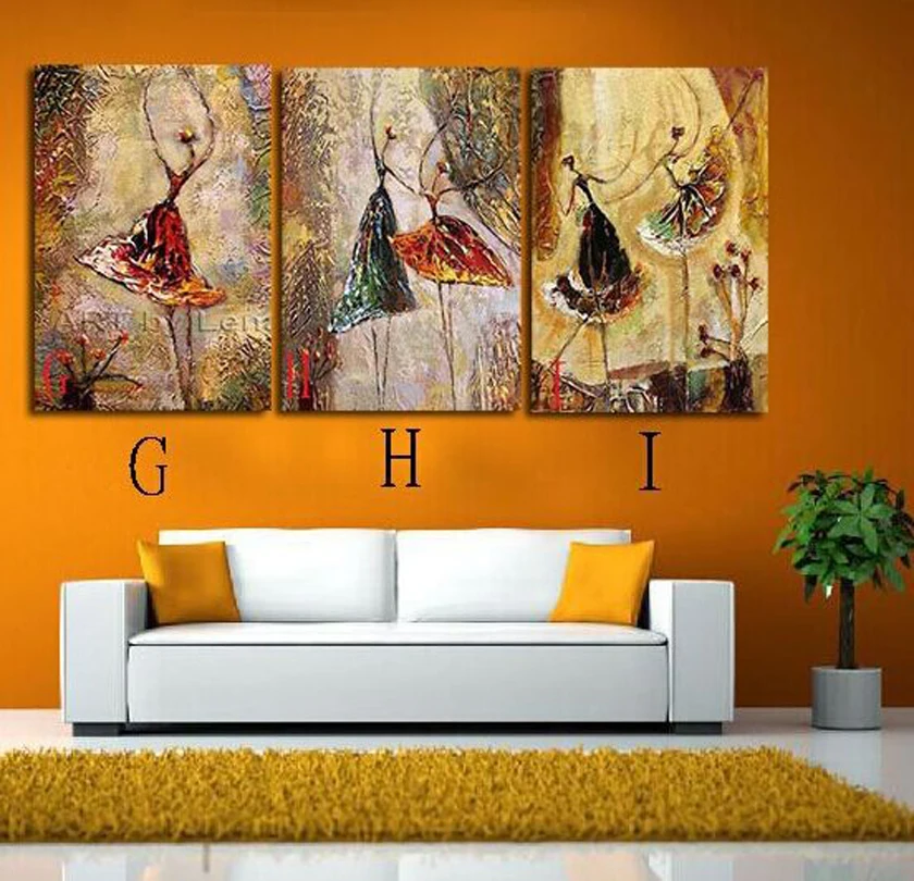 100% hand-painted home decor hand-painted wall art ballet abstract oil paintings Choose combination A-B-C-D-E-F-G-H-I DM-918009