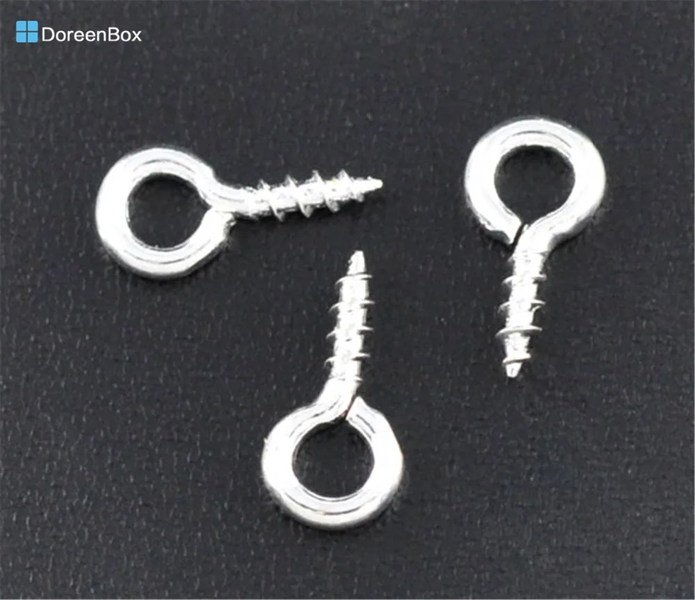 Doreen Box Lovely 1000 SP Screw Eye Bail Top Drilled Findings 8x4mm (B08423)