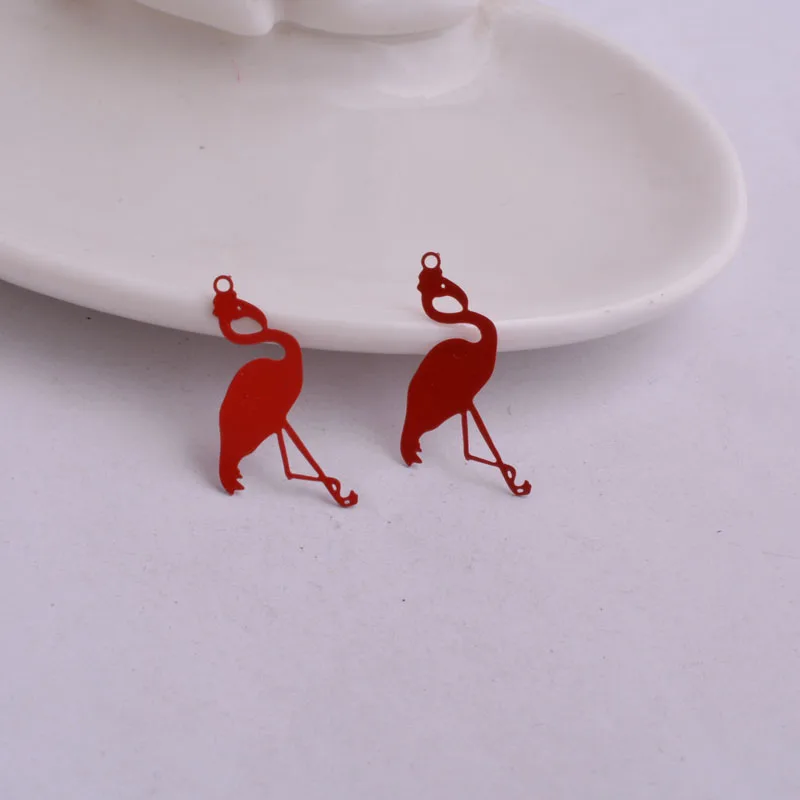 50 Stück AC7657 28mm*5mm Messing Flache Vogelanhänger Bemalte Tieranhänger – Detail 9