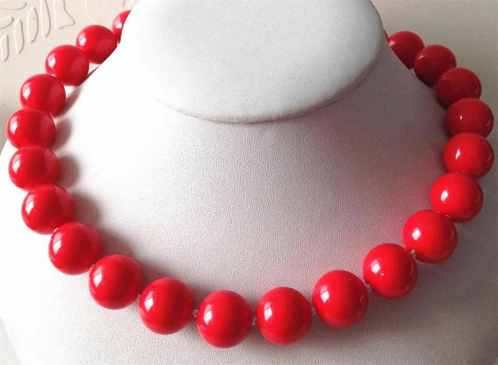 

hot sell new - Seductive 14mm red sea shells pearl necklace 18''