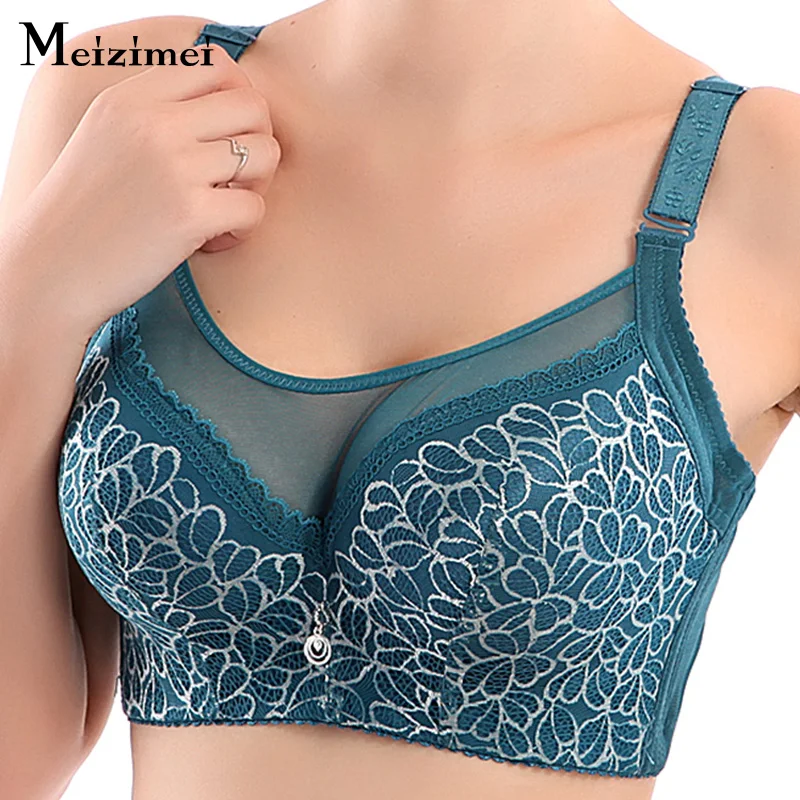 Meizimei-Soutien-gorge push-up en dentelle pour femme, bralette super fine, haut court froncé, grande taille, grande taille, soutien-gorge sexy pour