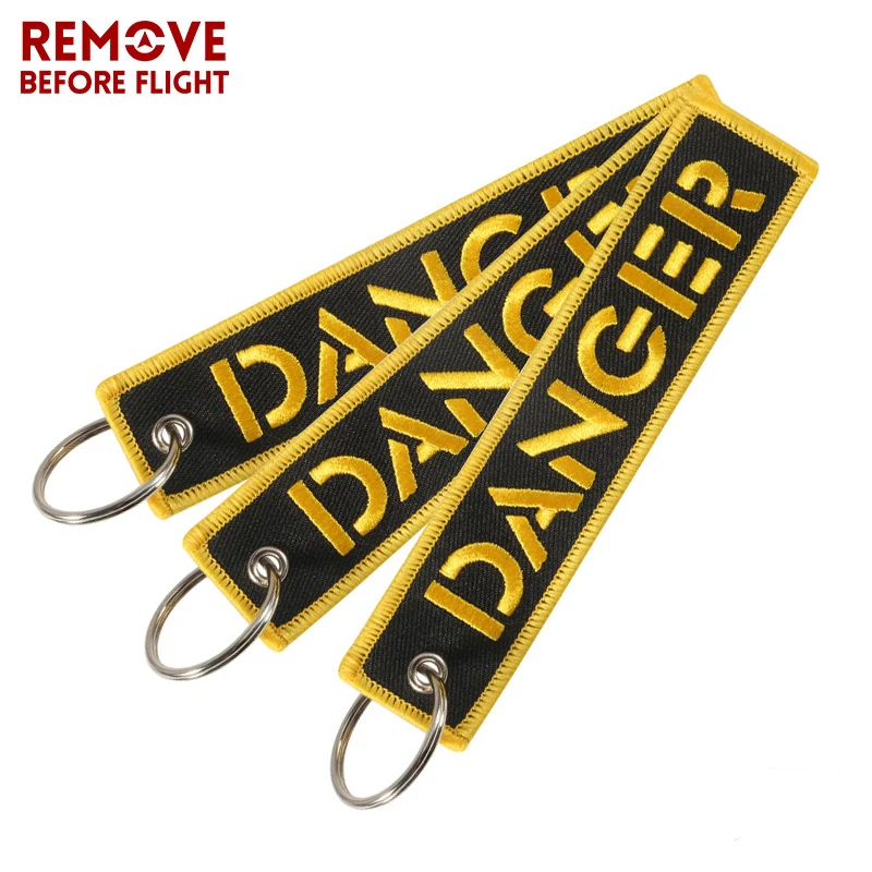 Danger Keychain for Cars Key Chain for Motorcycles Key Tag Cool Embroidery Key Fobs Customized Fashion New Keychains