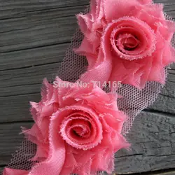 1.5''  shabby chic  flower mini shabby flower trim rose flower Coral,camel,Lt.Blue,lavender,grey,Gold yellow 1 yard