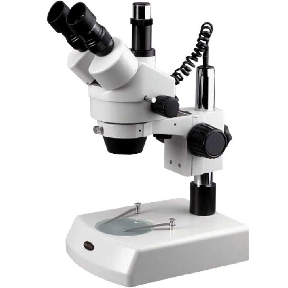 Trinocular Stereo Zoom Microscope--AmScope Supplies 7X-45X Trinocular Stereo Zoom Microscope with Dual Halogen Lights