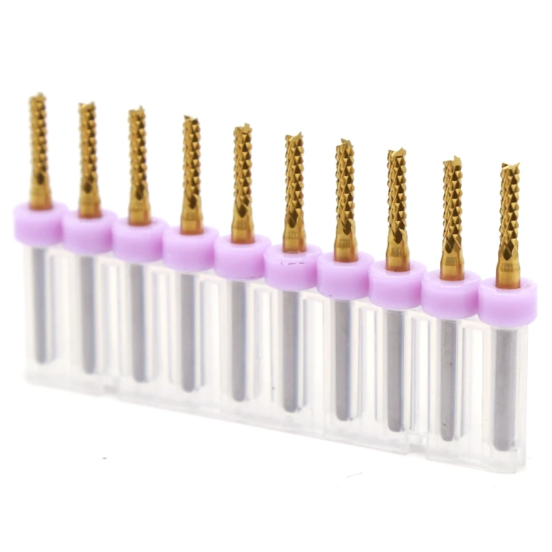 2.5mm Titanium Coating PCB Strawberry Milling Cutter 10PCS CNC Wood Router Metal Aluminum Cutting Machine Accessories Tool