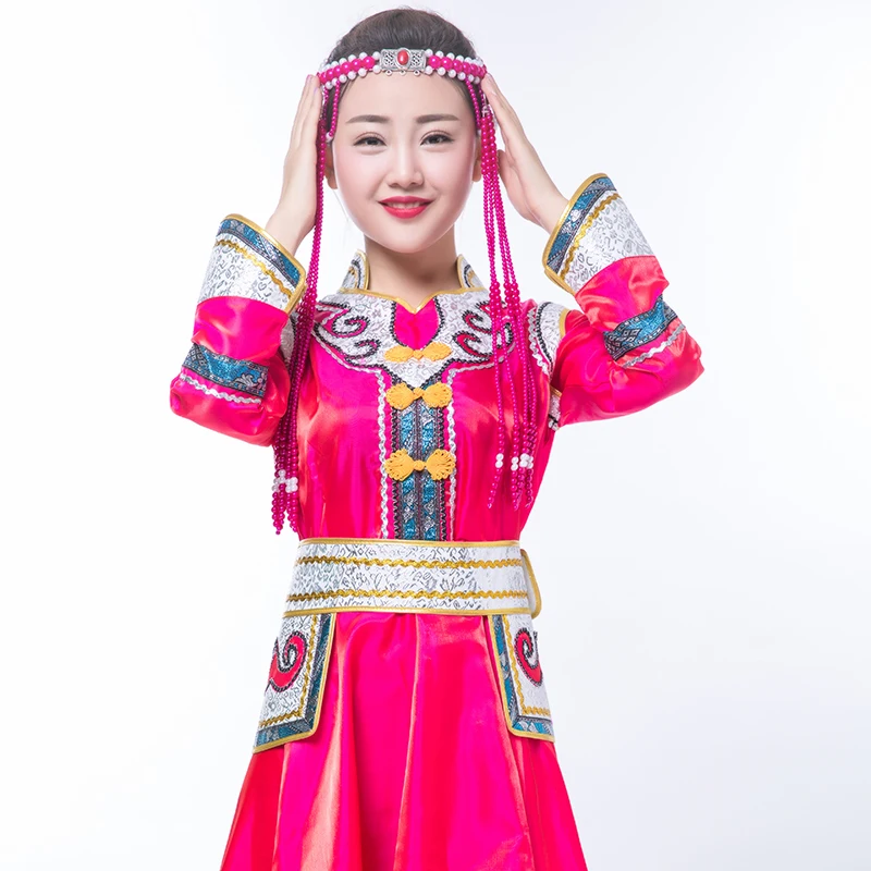 Retro Mongoolse kleding dameskleding Binnen-Mongolië Volksdanskostuums Mongoolse jurk Gewaad Jurk volwassen minderheidskostuums jurk