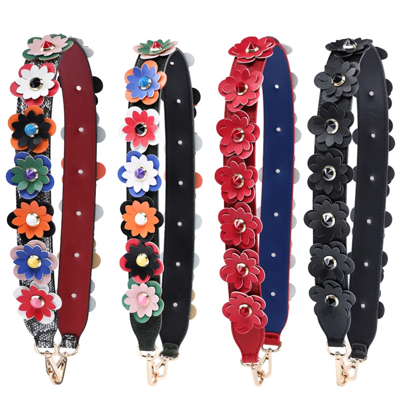 

Strap You Replacement Women Girls Bag Handle Strap Belt Shoulder Bag Parts Accessories Flower Leather Buckle Belts S138