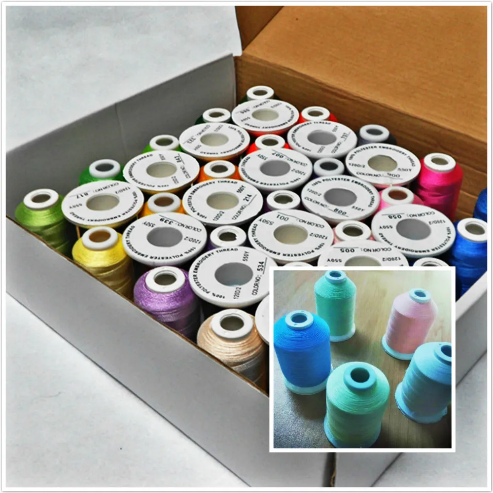 Brother Colors Series Computer Machine Embroidery Thread Polyester  500m*40 + Glow in the Dark Embroidery Thread 1000*5 Colors