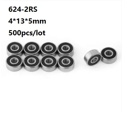 

500pcs/lot 4x13x5mm 624RS 624-2RS 624 RS 2RS Miniature mini ball bearings 4*13*5mm Deep Groove Ball bearing