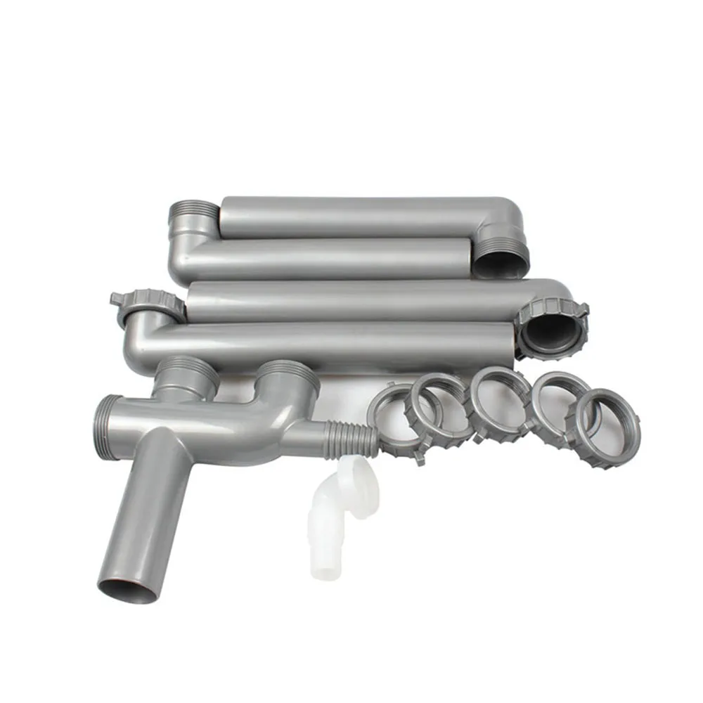 Talea Double sink drain pipe kit Grey drainpipe Kitchen Fixtures sewer  hose Laundry Sink Waste Kit downcomer setGB028C001