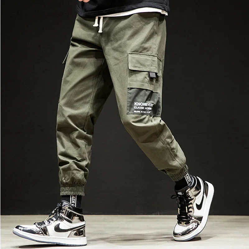 

EL BARCO 2019 Spring Men Cargo Pants Cotton Black Army-Green Hip Pop Streetwear Fashion Harem Pencil Pants Male Trousers Joggers