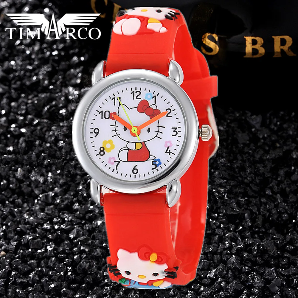 2023 neue Rosa Kinder Uhren Niedlichen Cartoon-Muster Kinder Uhr Cartoon 3D Silikon Band Enfant Ceasuir Quarz Uhren Für Mädchen