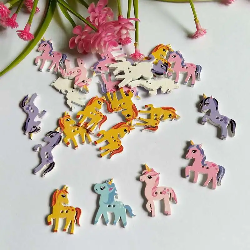 50pcs mix unicorn Buttons cucito Cartoon Children for decoration o Craft Accessorie Buttons scrapbooking products