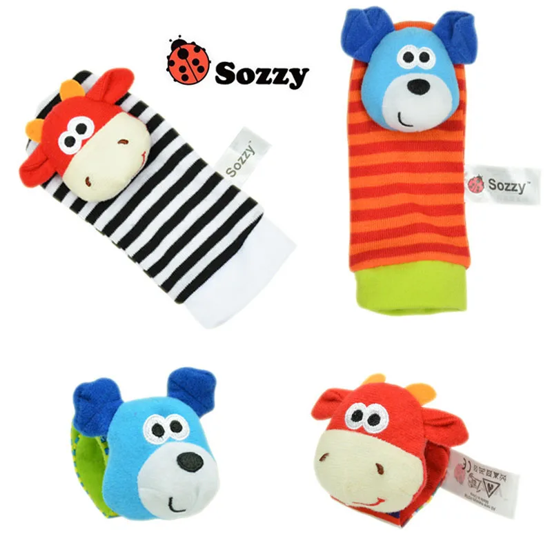 Baby Rattles Wristband Socks Plush Toy Newborn Animal Cute Cartoon