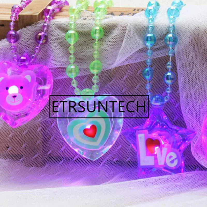 120pcs LED Light Up Cartoon Pendants Necklace Christmas Kids Adults Party Favors Creative Luminous Glow Necklaces Gift