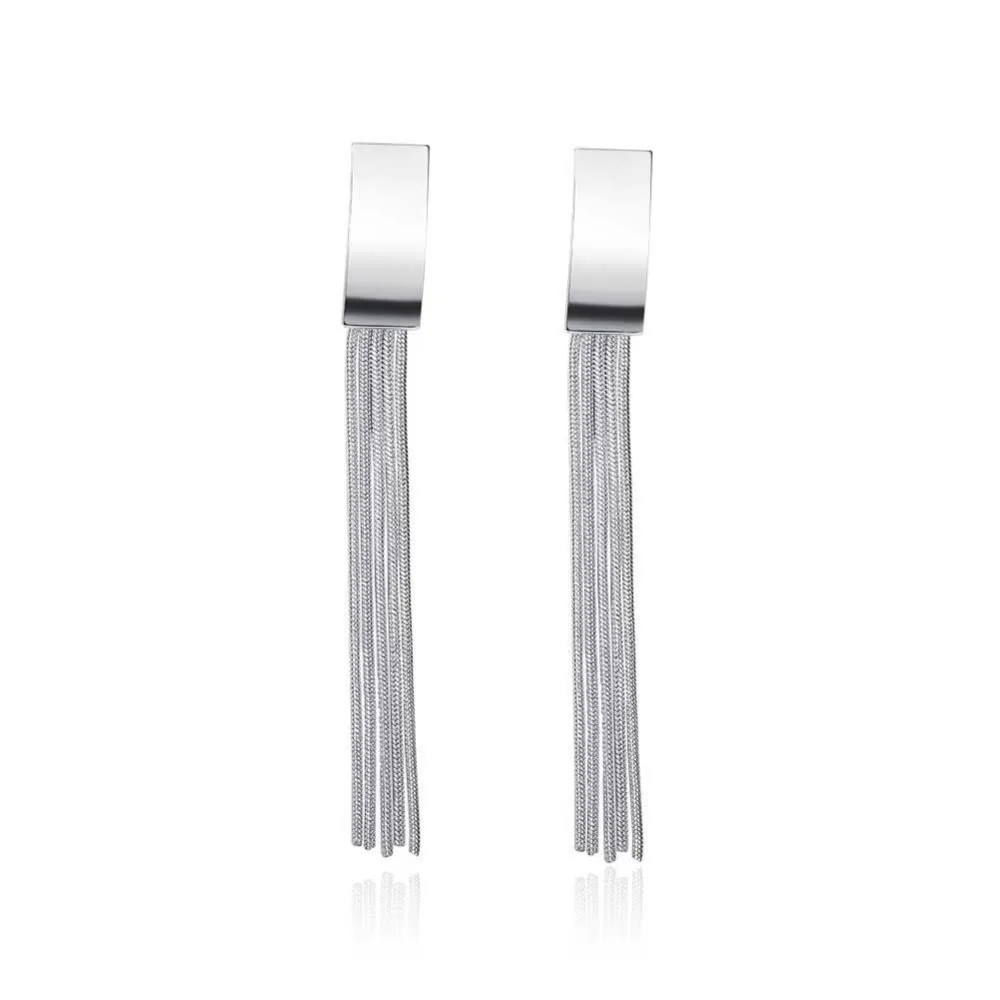 925 Silver Needle 72mm Long Drop Earrings,Silver Color Tassels Dangle Earrings for Women,Snake Chain Earrings Wedding Jewelry