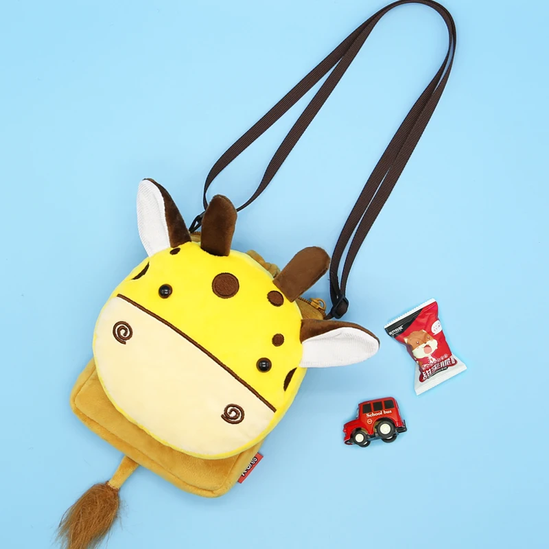 Cute Baby Messenger Bags Cartoon Giraffe School Bags For Boys Girls Soft Plush Crossbody Bag Small Children Shoulder Pouch