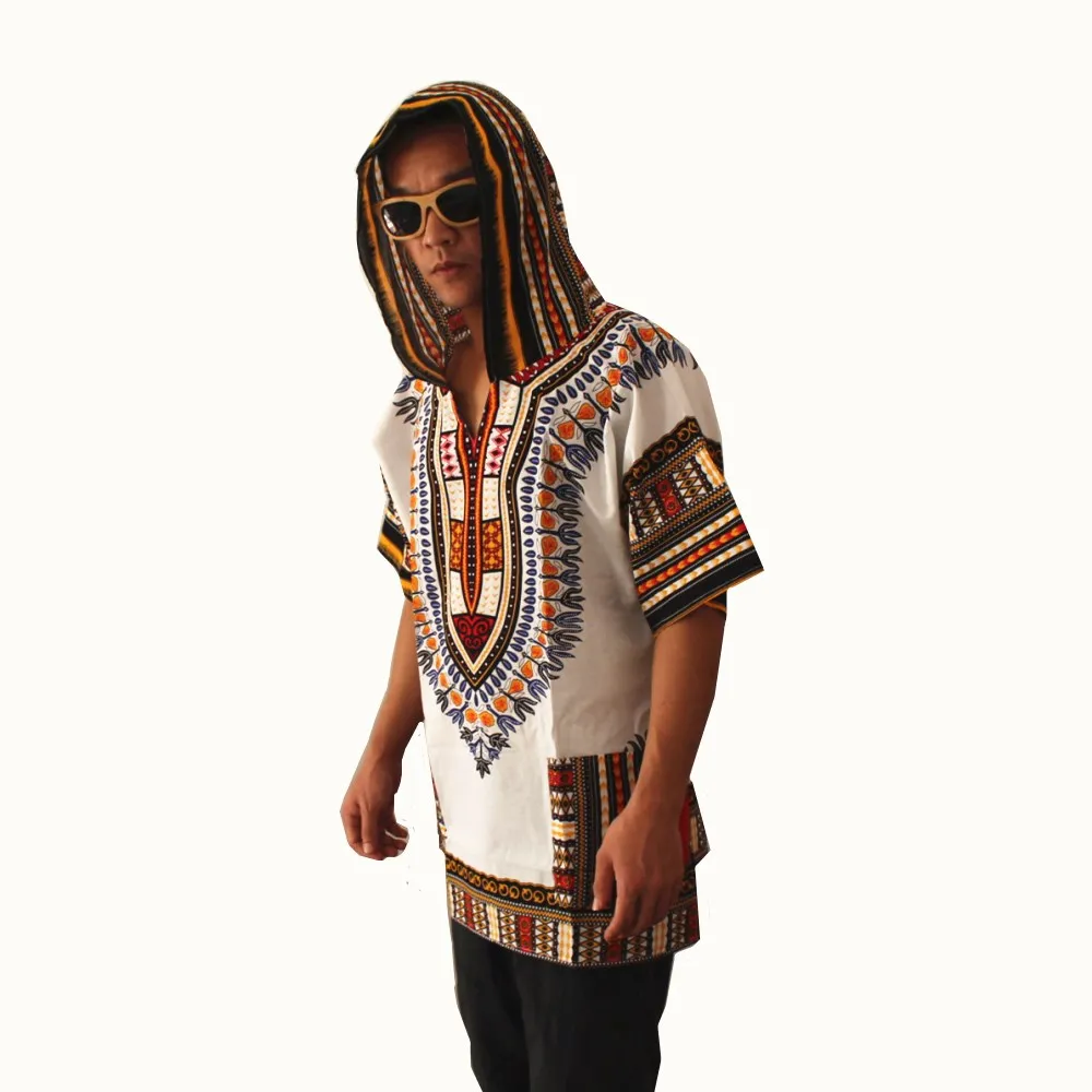 Mr Hunkle 2017New Design Dashiki Hoodies Loose African Print Dashiki Fabric Hood 100% Cotton Fashion Robe Clothing Unisex Kimono