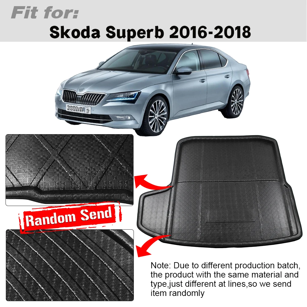 Buildreamen2 For Skoda Superb Car Accessories Tray Boot Liner Tail Trunk Mat Floor Cargo Carpet Protection Pad 2016 2017 2018