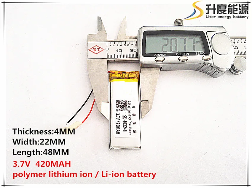 

2 шт. [SD] 3,7 в, 420 мАч,[402248] полимерный литий-ионный/литий-ионный аккумулятор для игрушек, внешний аккумулятор, GPS,mp3,mp4, сотовый телефон, динамик