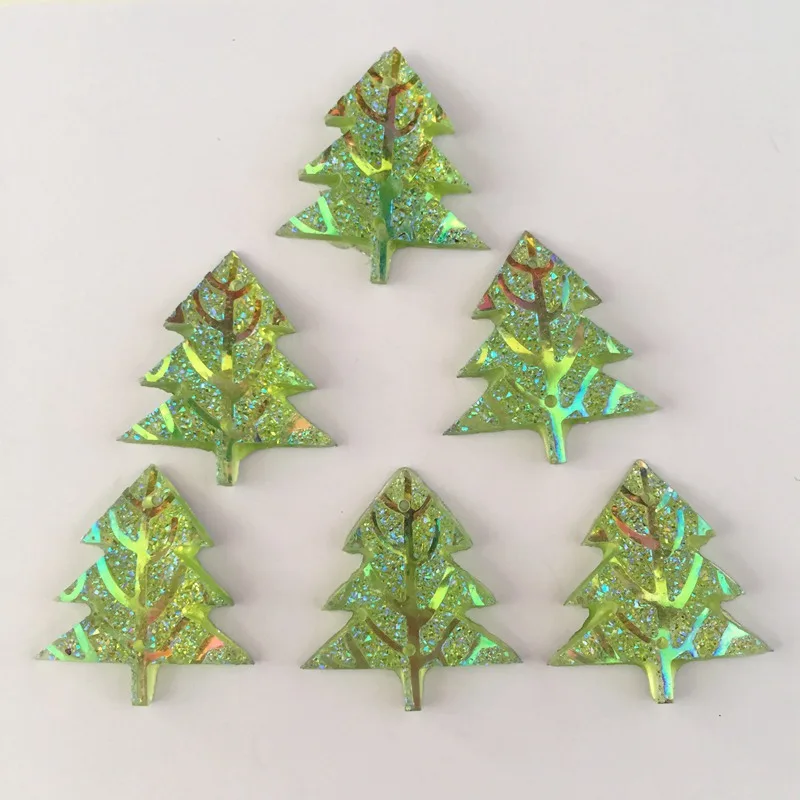 30pcs 25mm*27mm 2 hole Resin AB Christmas tree/tree of life FlatBack Appliques Wedding diy D64*3